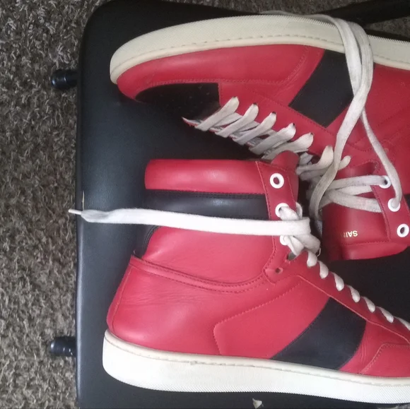 SAINTS LAURENT PARIS COURT CLASSIC SL/ 10 RED & BLACK Saint Laurent Paris SL/10 Red Black Men Leather Sneakers Low  main image 4